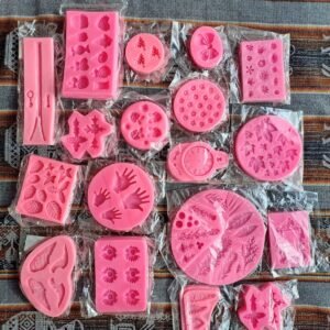 Molde de silicona rosa: flexible y antiadherentes para porcelana fria, fondan o arcilla polimerica.